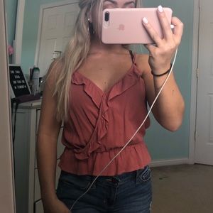 PacSun pink ruffled tank top